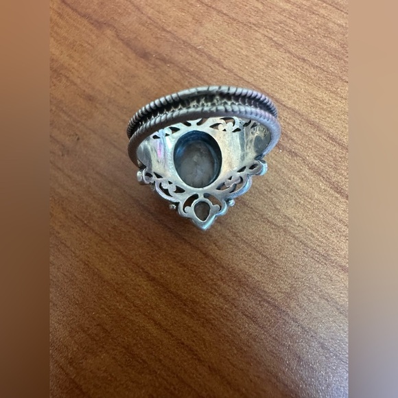 Beautiful blue gemstone (possibly aquamarine) sterling silver size 8 ring - Picture 5 of 6
